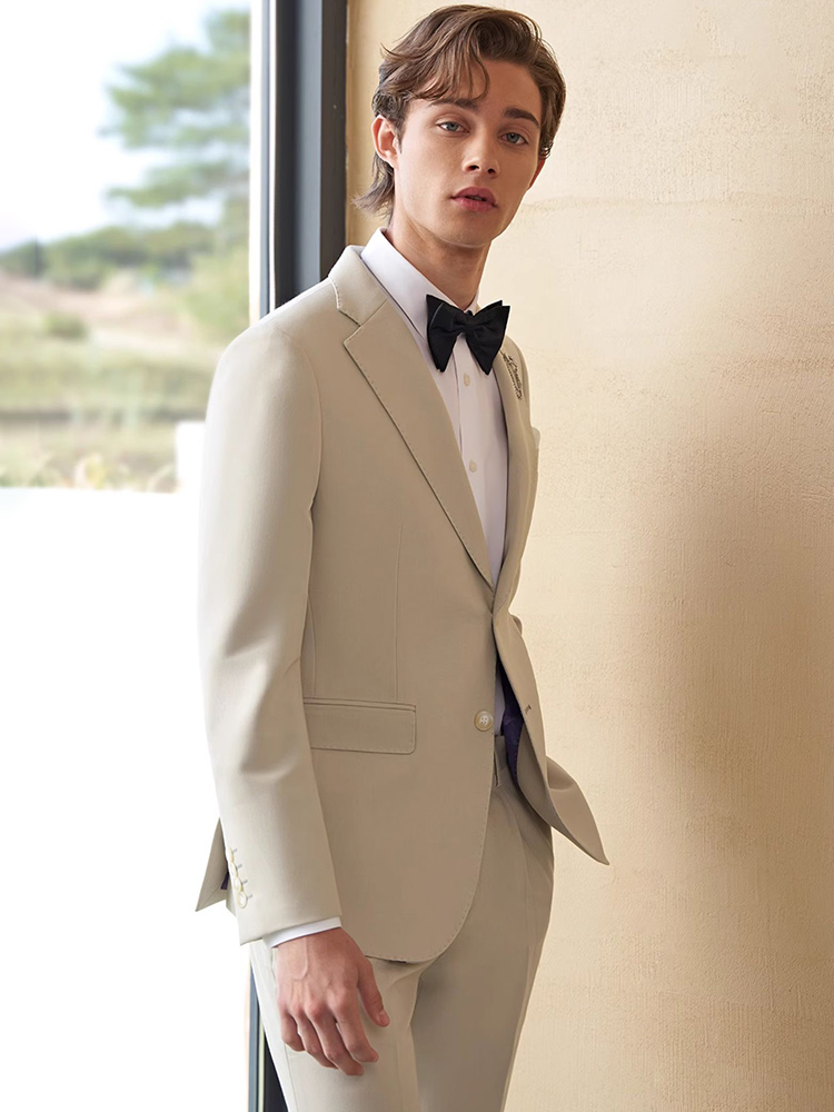 Mens Suits Set Luxury Beige Kh - Young Men'S Grooming ulasan dan harga