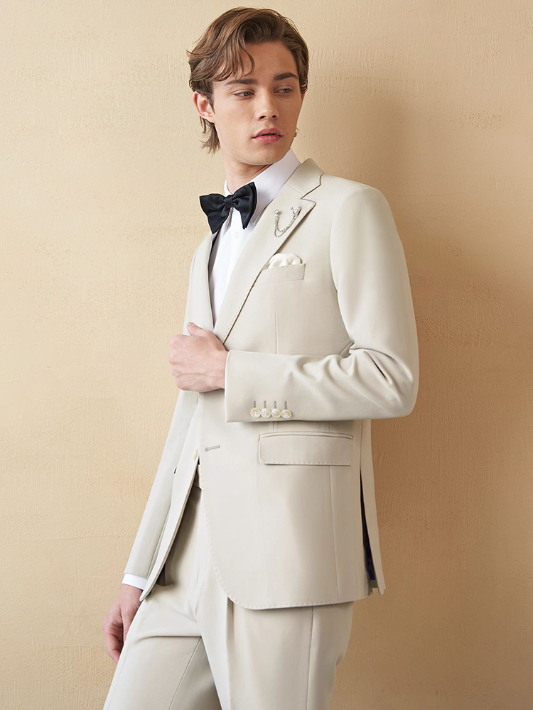 Mens Suits Set Luxury Beige Kh - Young Men'S Grooming ulasan dan harga
