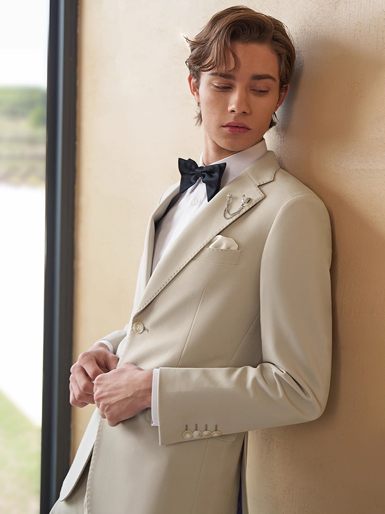 Mens Suits Set Luxury Beige Kh - Young Men'S Grooming ulasan dan harga