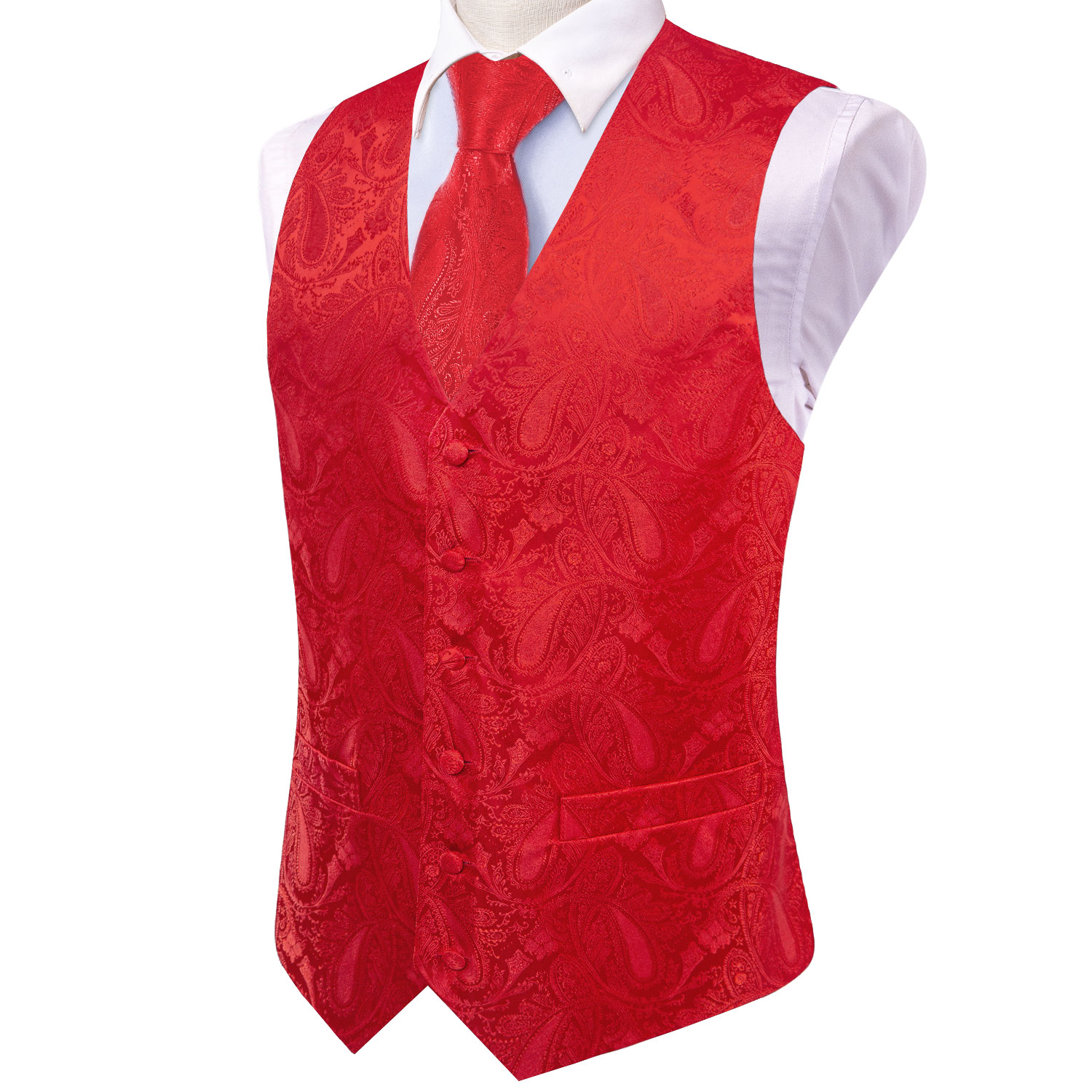 Bright Red Paisley Jacquard Wa - Mens Grooming Kit For Wedding ulasan dan harga
