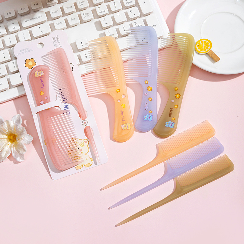 2pcs Cute Cartoon Comb Two-pie - Comb Fine Tooth ulasan dan harga