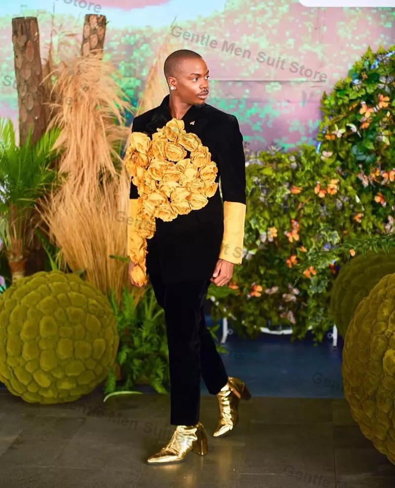 Yellow Black Men Suits Set 2 P - Men'S Grooming For Wedding ulasan dan harga