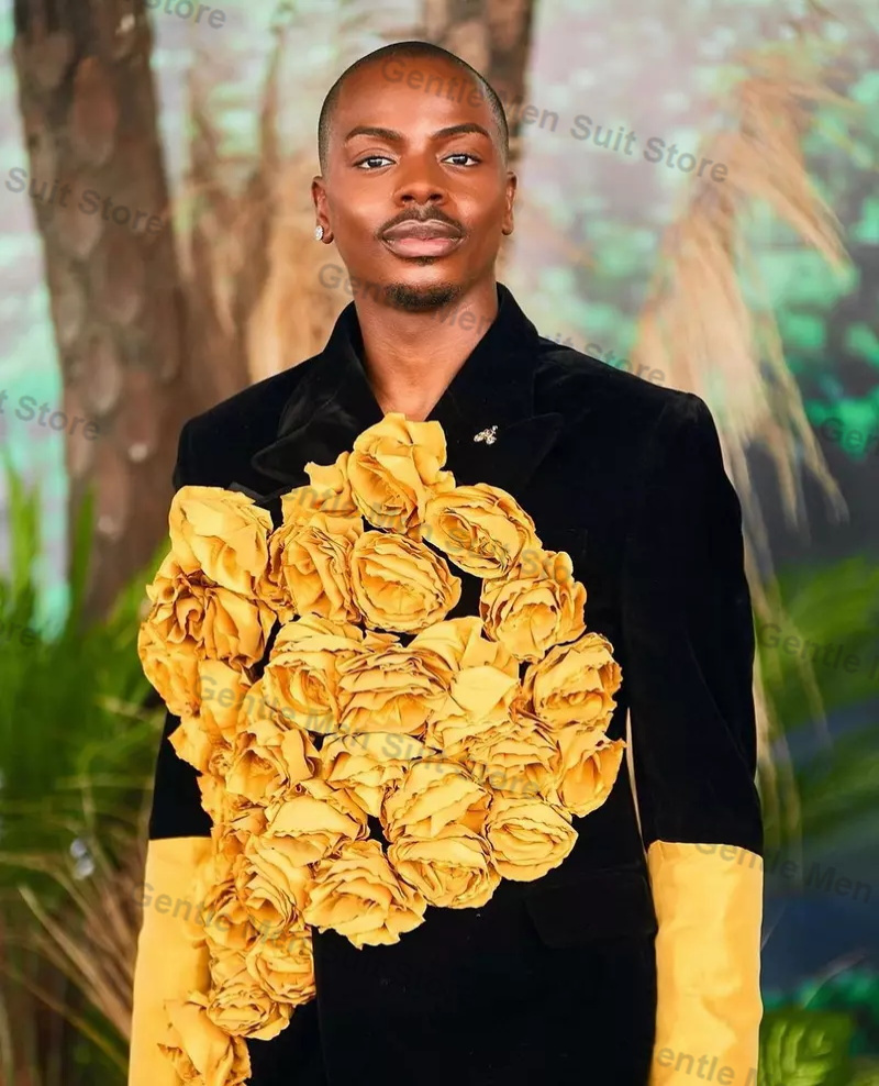 Yellow Black Men Suits Set 2 P - Men'S Grooming For Wedding ulasan dan harga