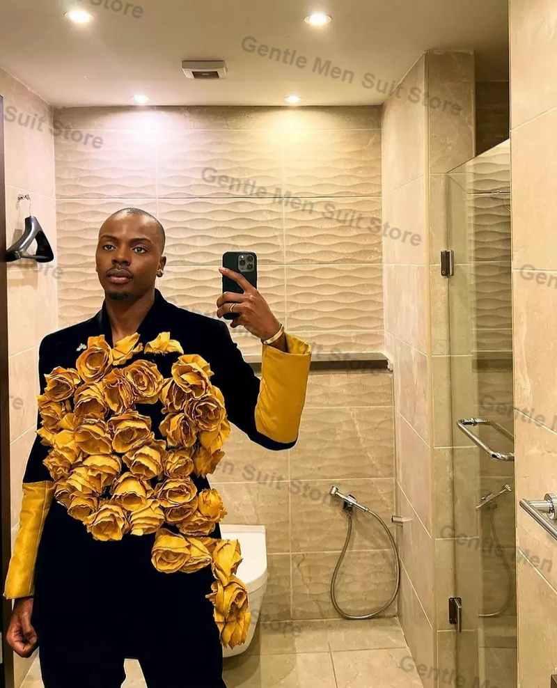 Yellow Black Men Suits Set 2 P - Men'S Grooming For Wedding ulasan dan harga